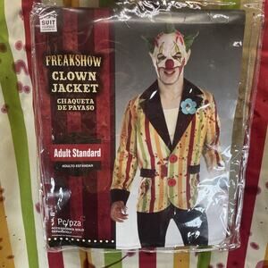 New Freakshow CLOWN JACKET Halloween Costume Adult Standard (up to size 42)